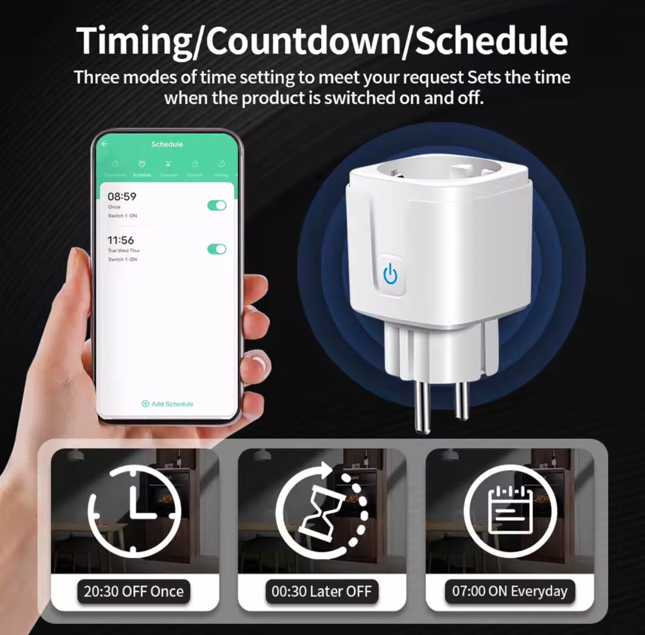 TNCE Tuya Smart Plug | WiFi / Zigbee Power Monitoring Socket