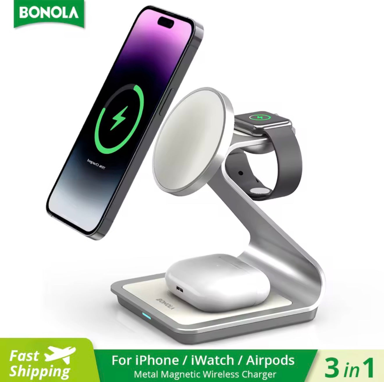 Bonola 3-in-1 Magnetic Wireless Charging Station | 30W Fast Charge
