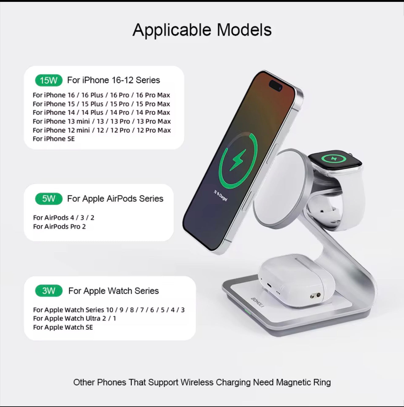 Bonola 3-in-1 Magnetic Wireless Charging Station | 30W Fast Charge