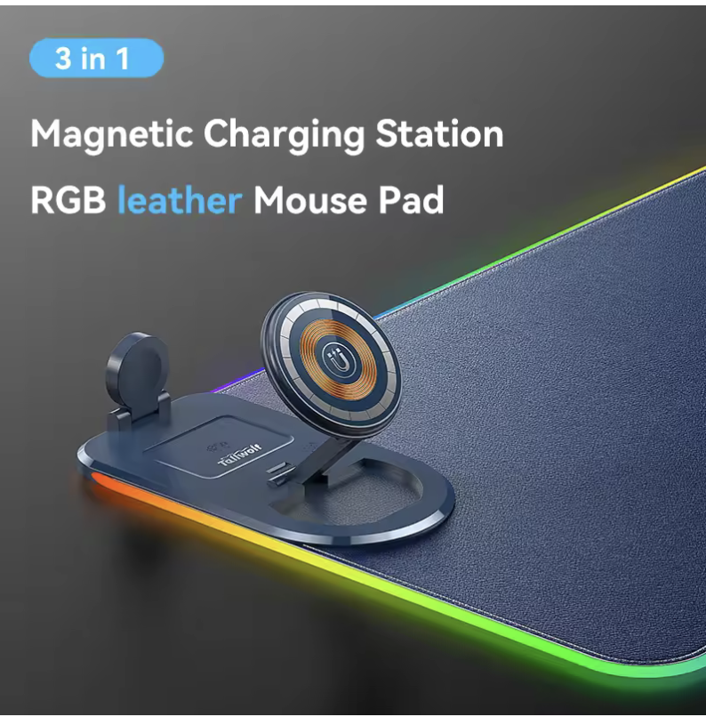 15W 3-in-1 Wireless Charging Mouse Pad